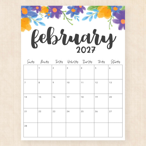 february 2027 calendar garland gaze