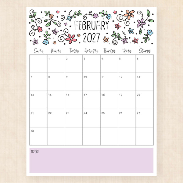 february 2027 calendar lovely lillies