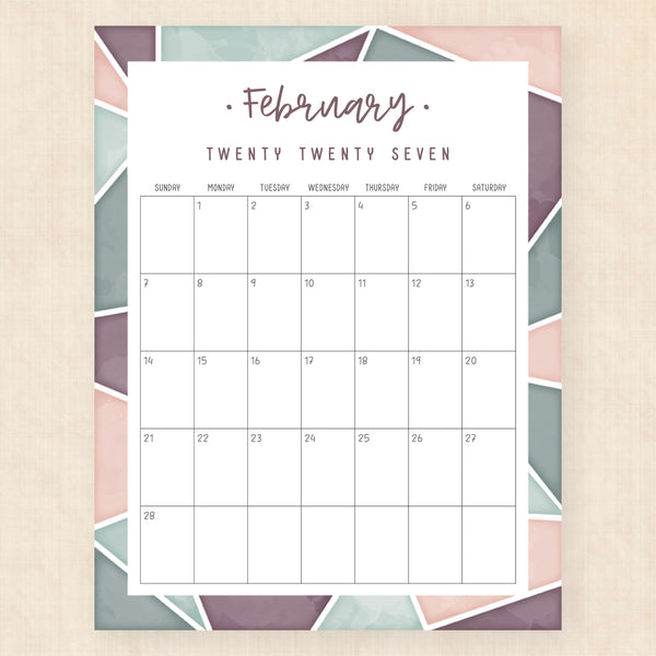 february 2027 calendar majestic mosaic