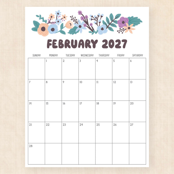 february 2027 calendar driftwood dreams