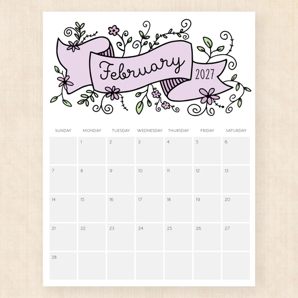 february 2027 calendar lavish lillies