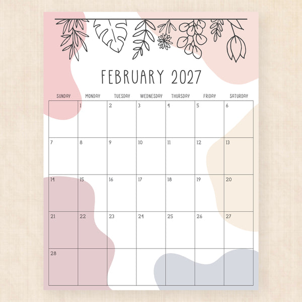 february 2027 calendar rustic rhapsody