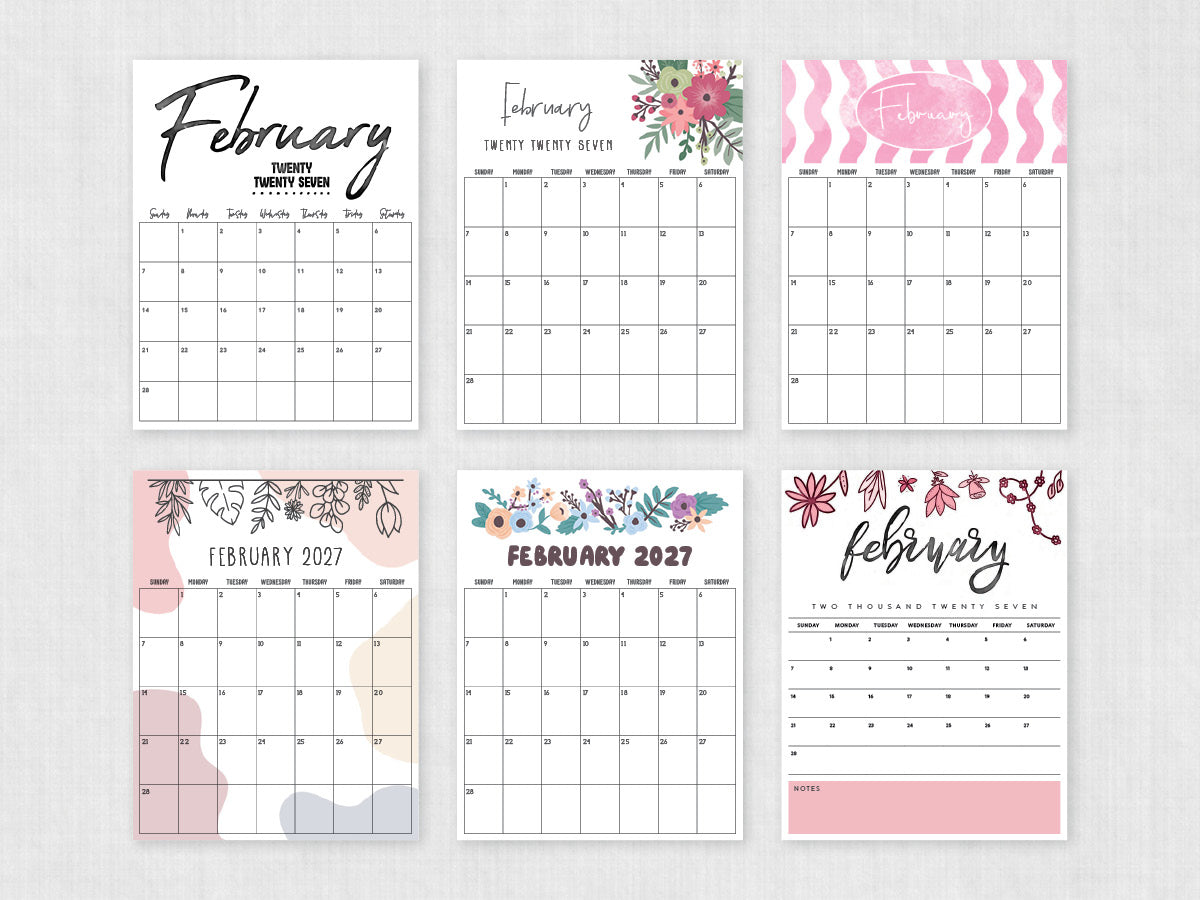 february 2027 printable calendar