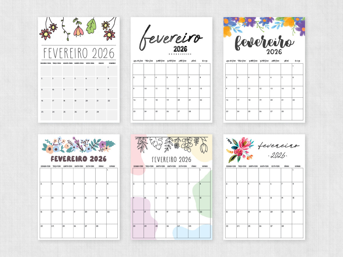 fevereiro 2026 calendário para imprimir