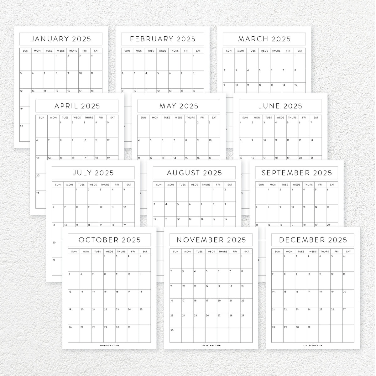 Freebie Printable 2025 Calendar · Tidy Plans