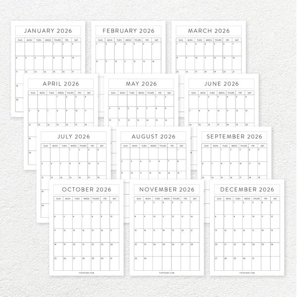 free 2026 calendar printable