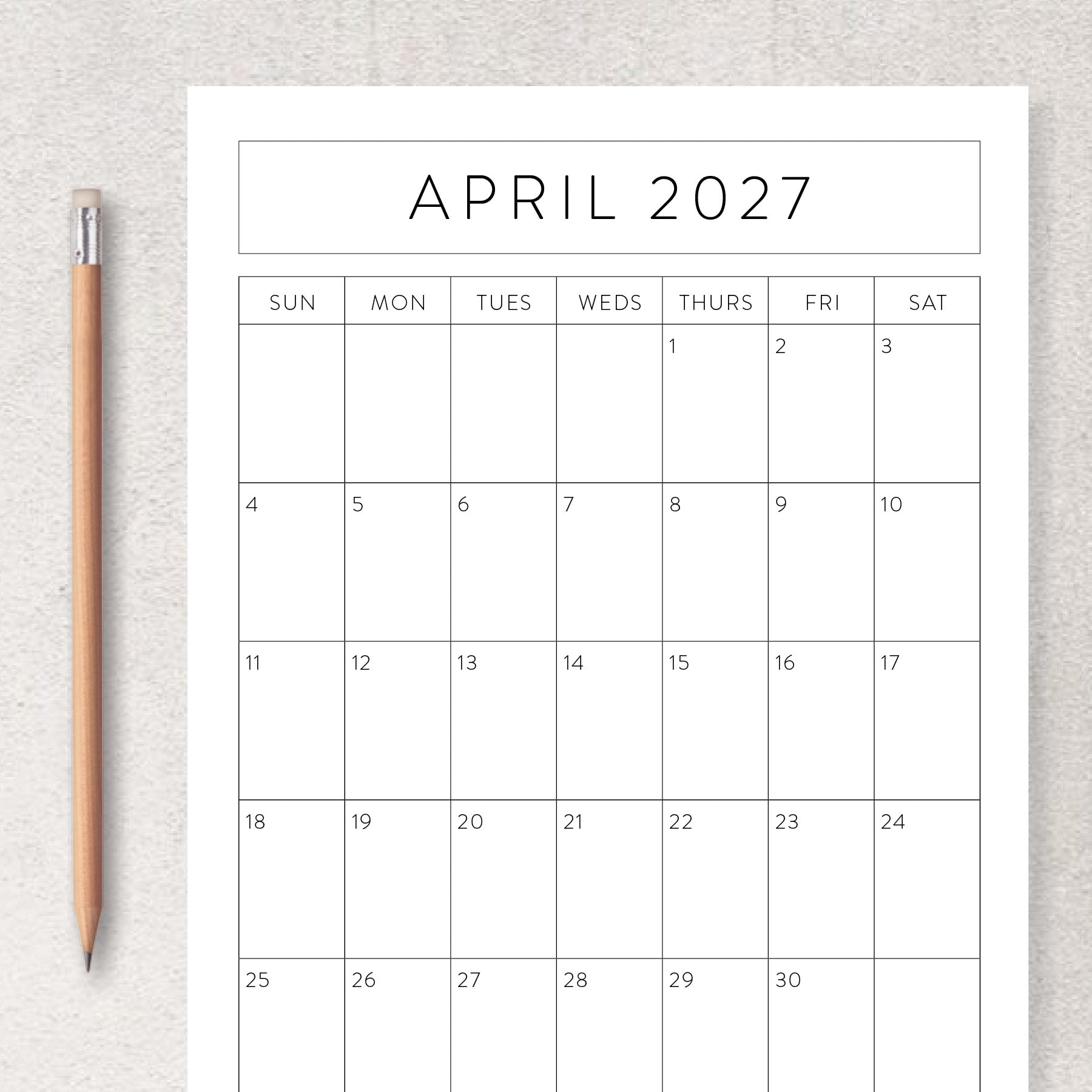 2027 calendar