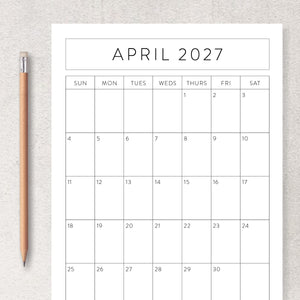 free 2027 calendar printable