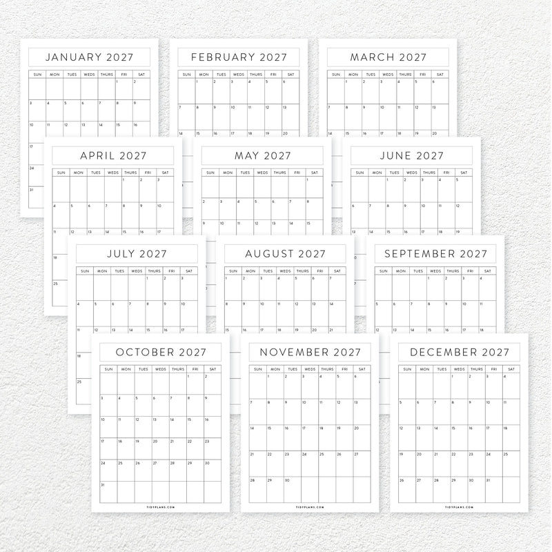 free 2027 calendar printable
