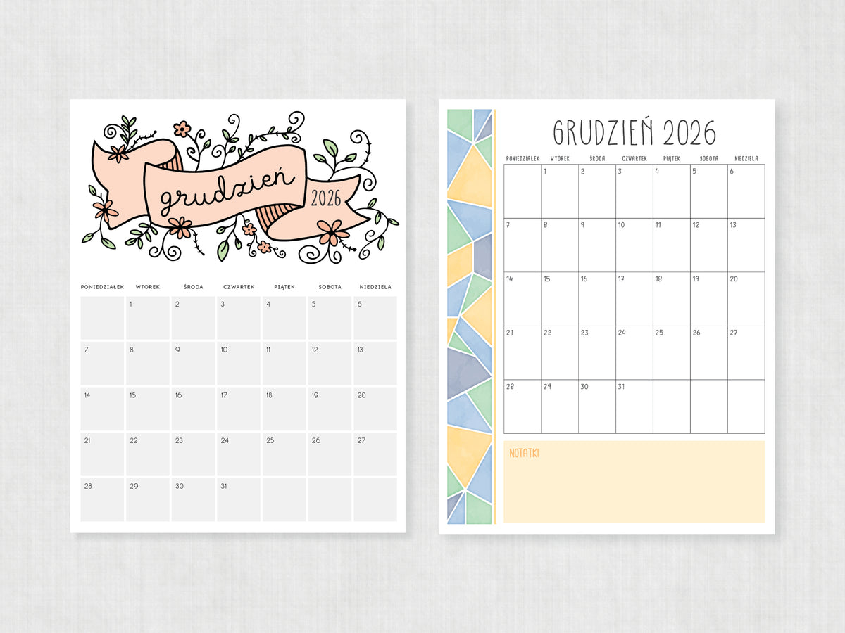 gotowy kalendarz grudzień do druku 2026