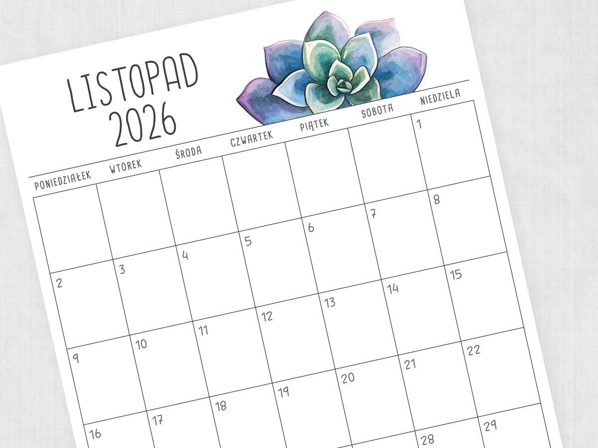 gotowy kalendarz listopad do druku 2026