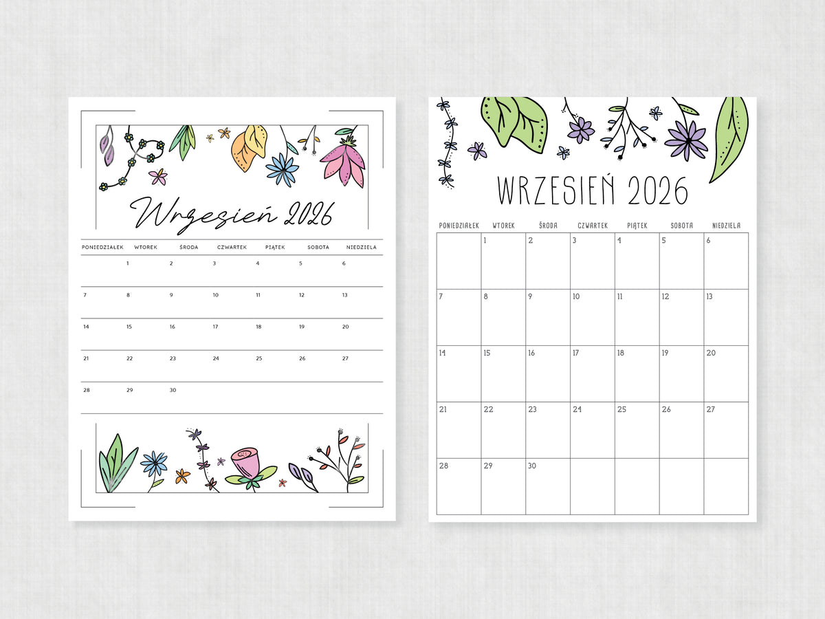 gotowy kalendarz wrzesień do druku 2026