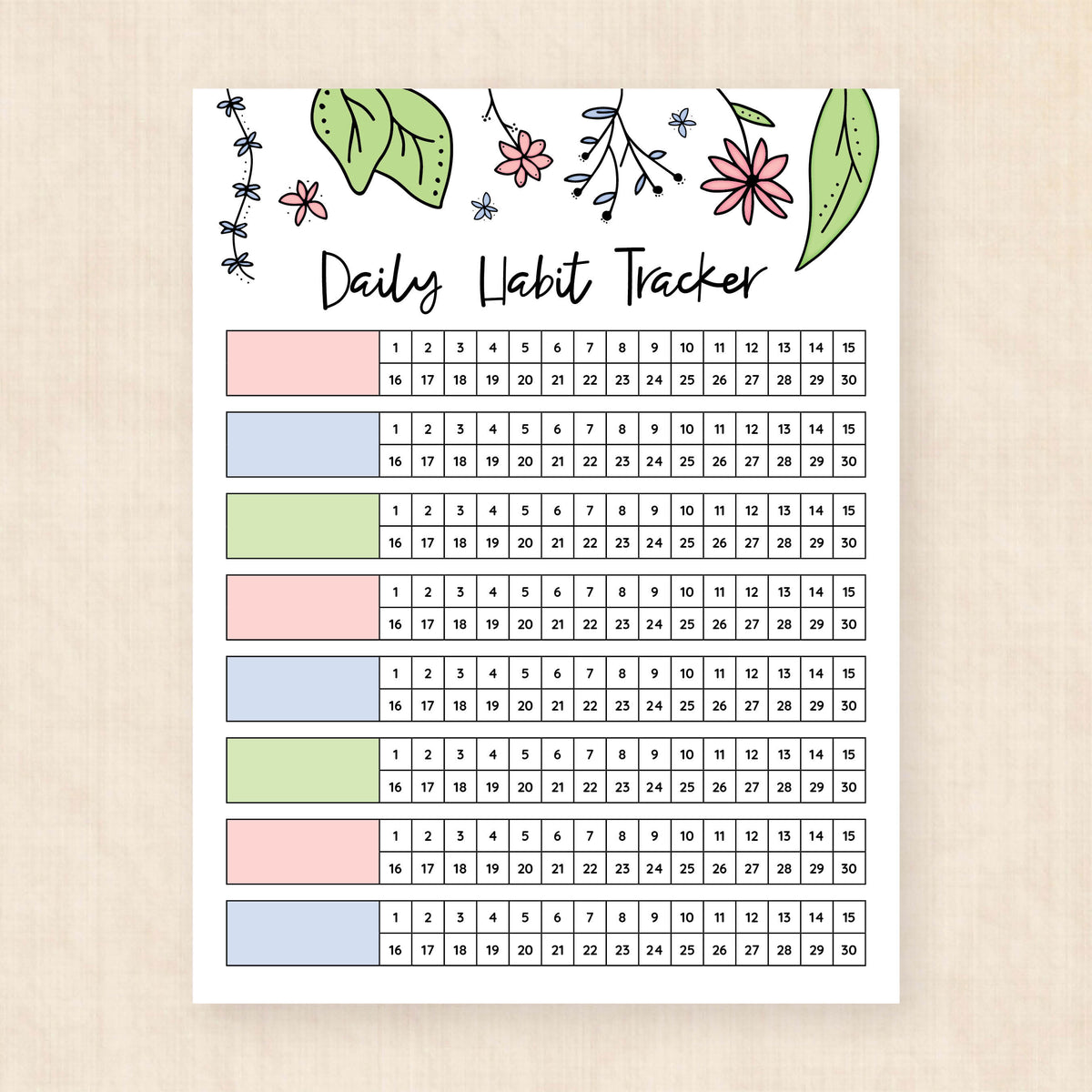 habit tracker printable