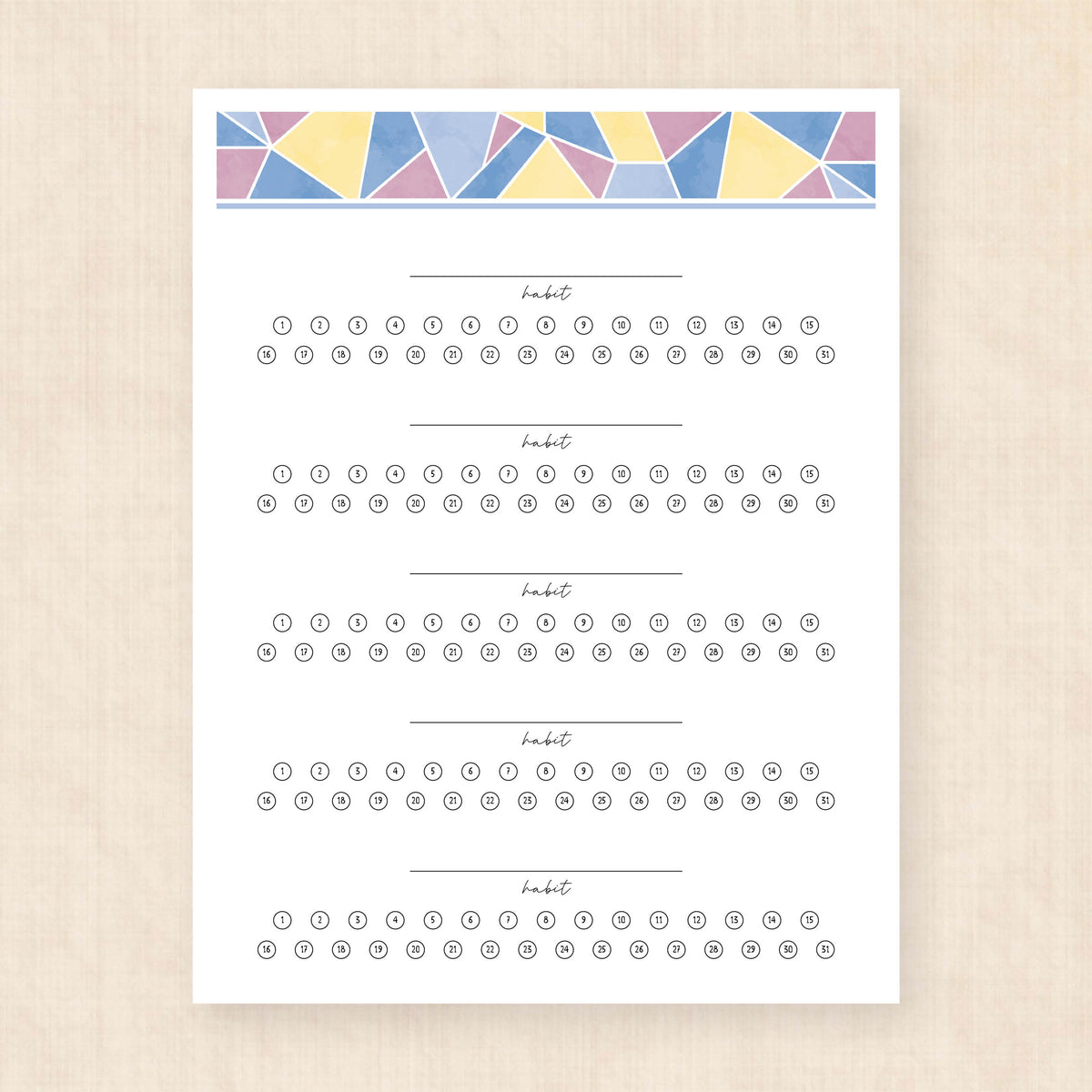 habit tracker printable