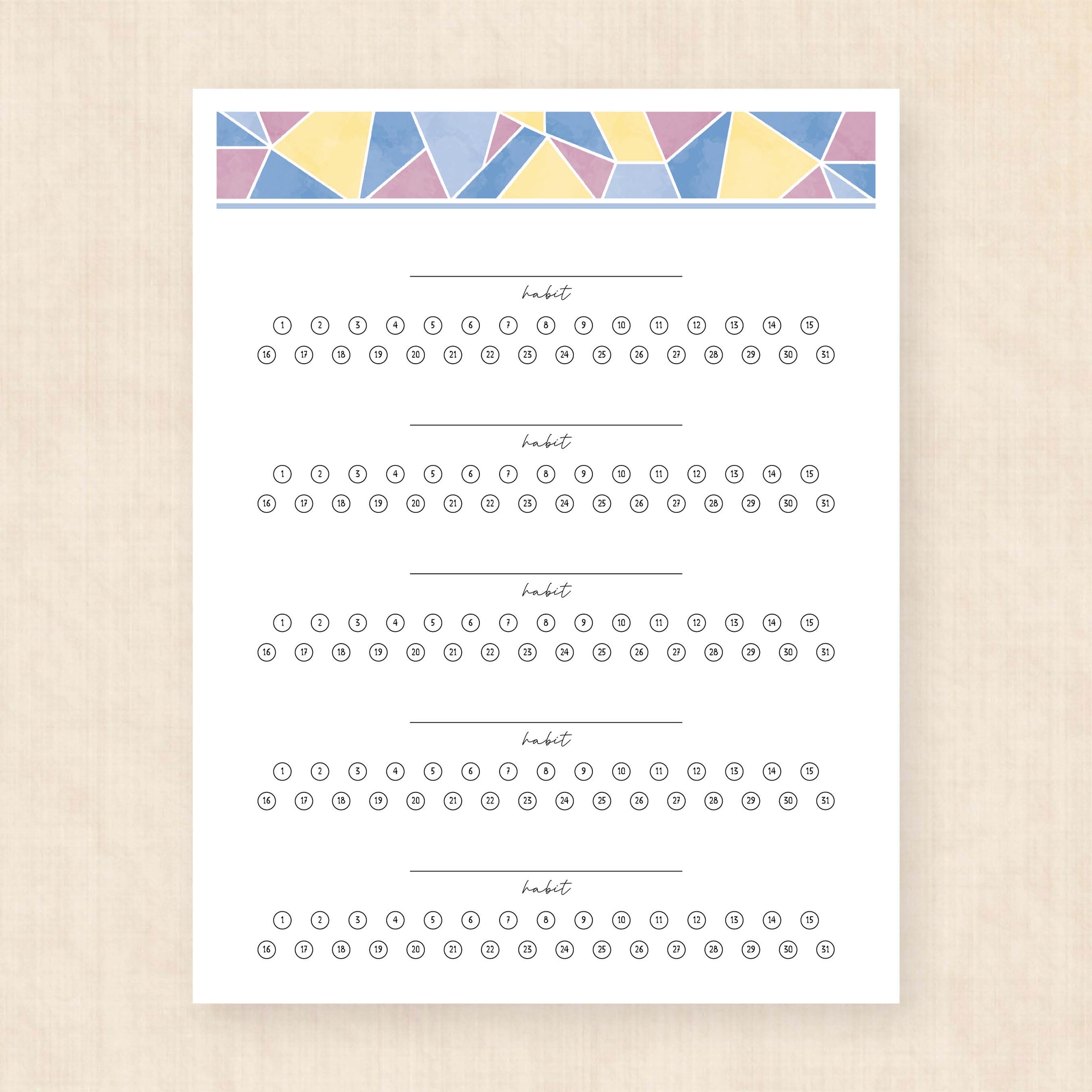 habit tracker printable
