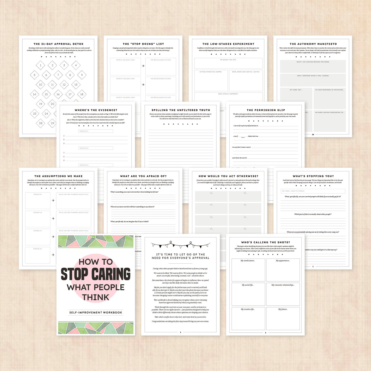 how to stop caring what people think printable workbook