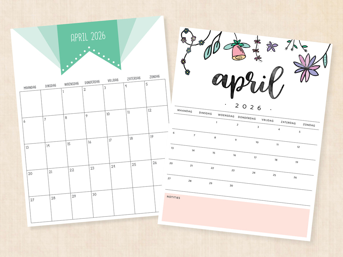 jaarkalender april 2026