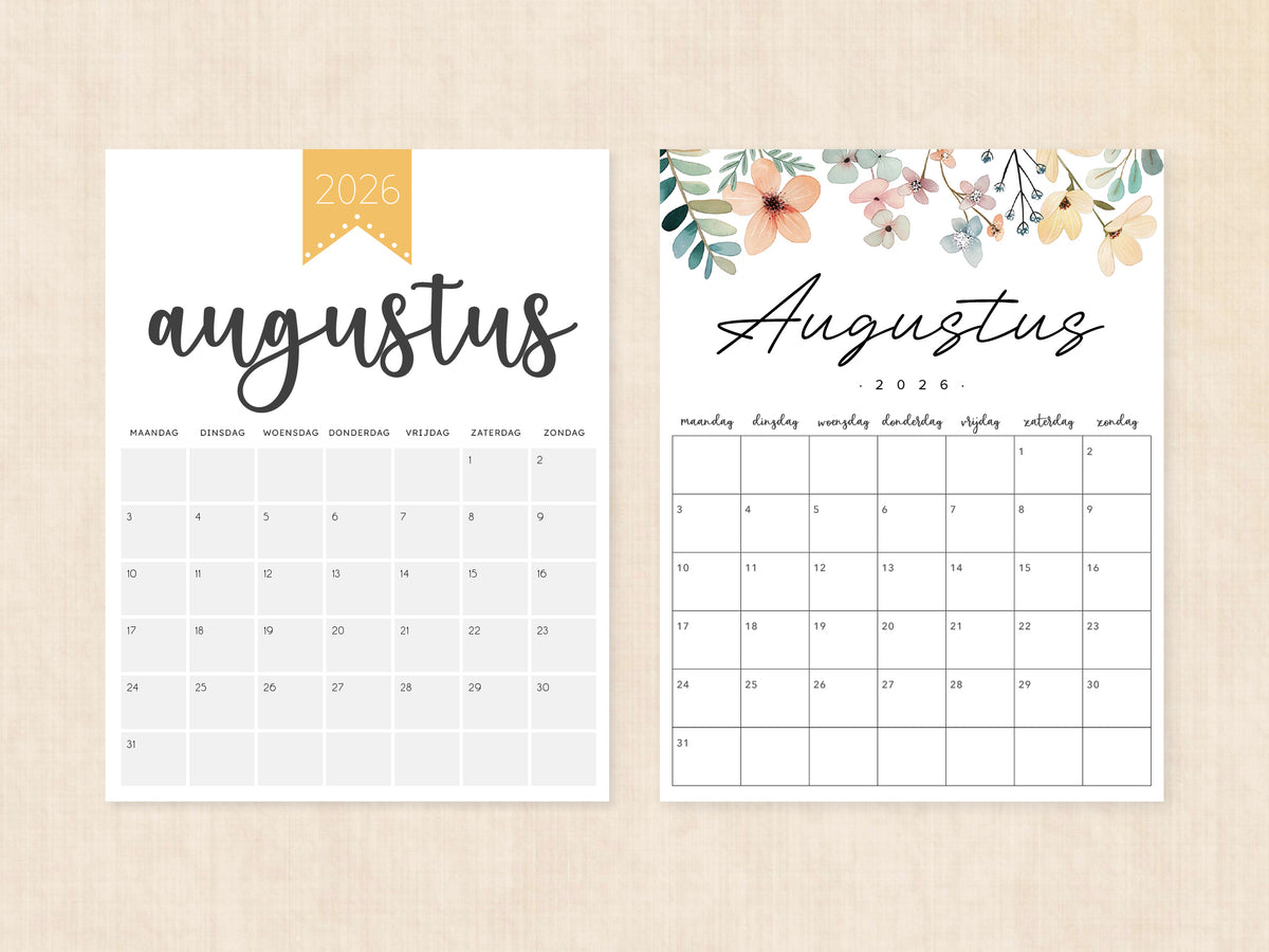 jaarkalender augustus 2026