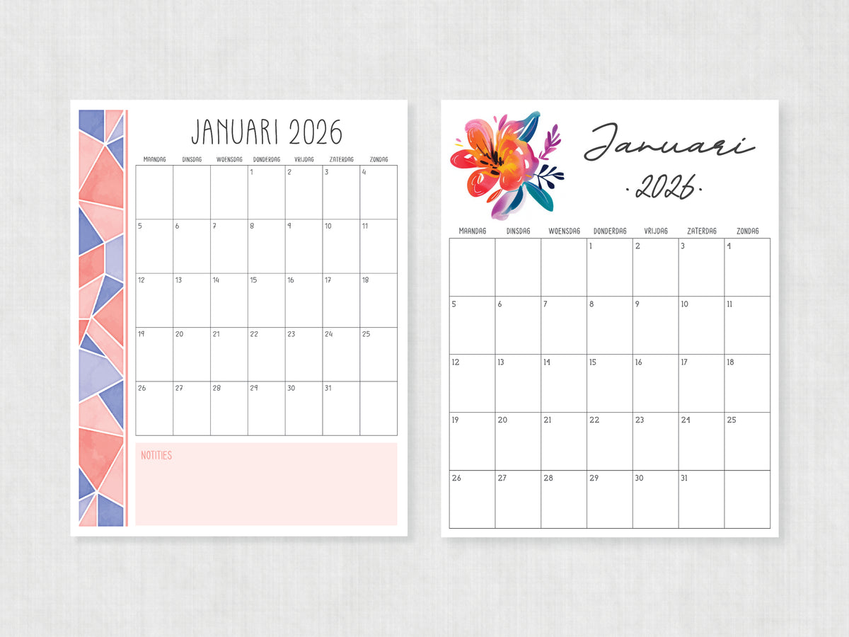 jaarkalender januari 2026