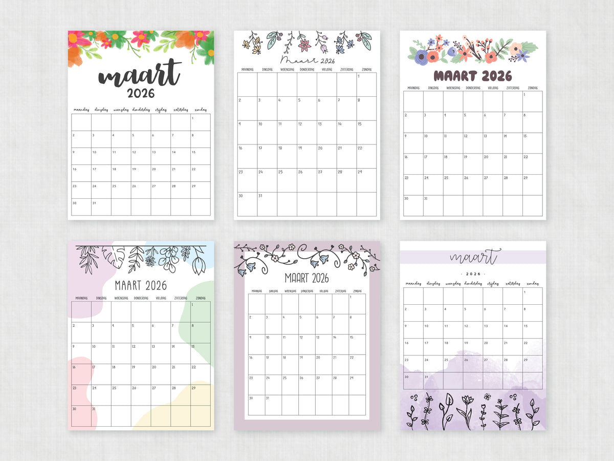jaarkalender maart 2026