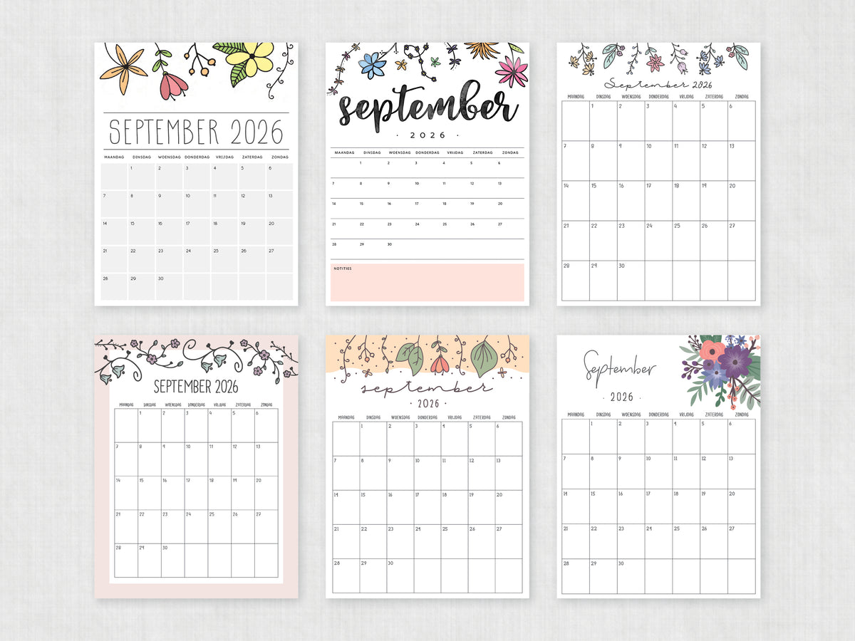 jaarkalender september 2026