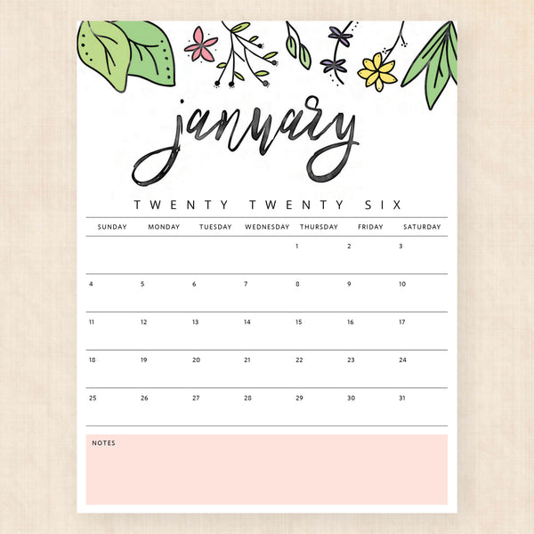 january 2026 calendar playful prairie