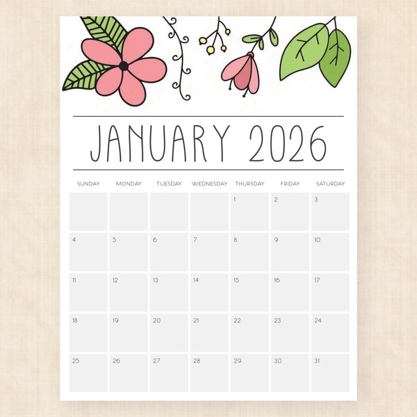 january 2026 calendar opulent orchids