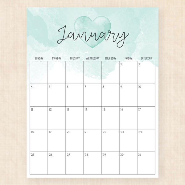 january 2026 calendar colorful crush