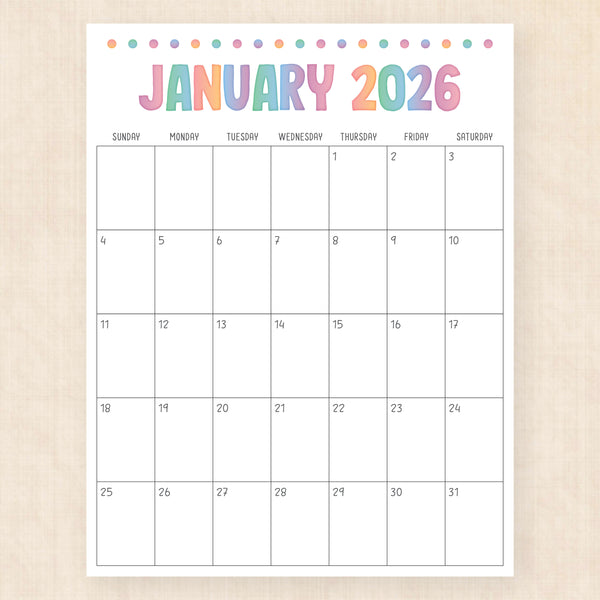january 2026 calendar electric echo