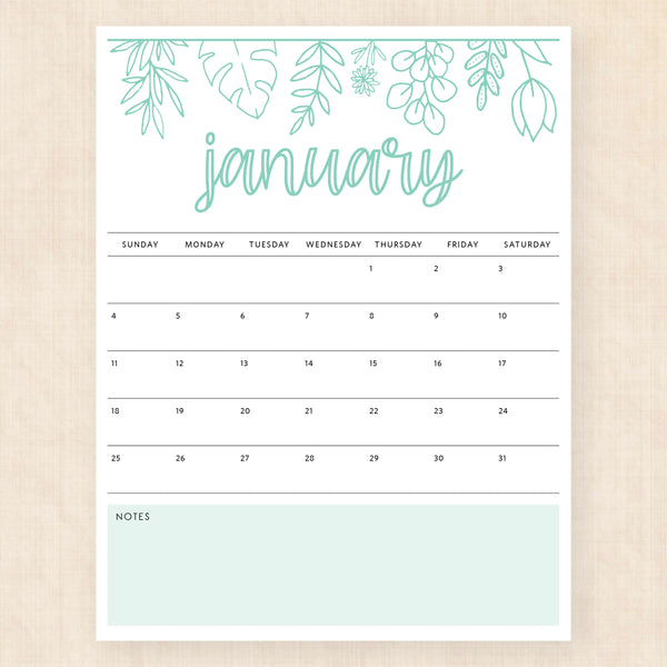 january 2026 calendar delicate daffodils