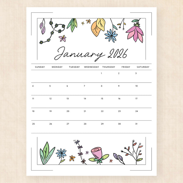 january 2026 calendar azalea anthem