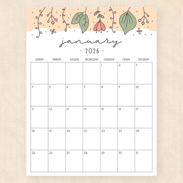 january 2026 calendar garden gala