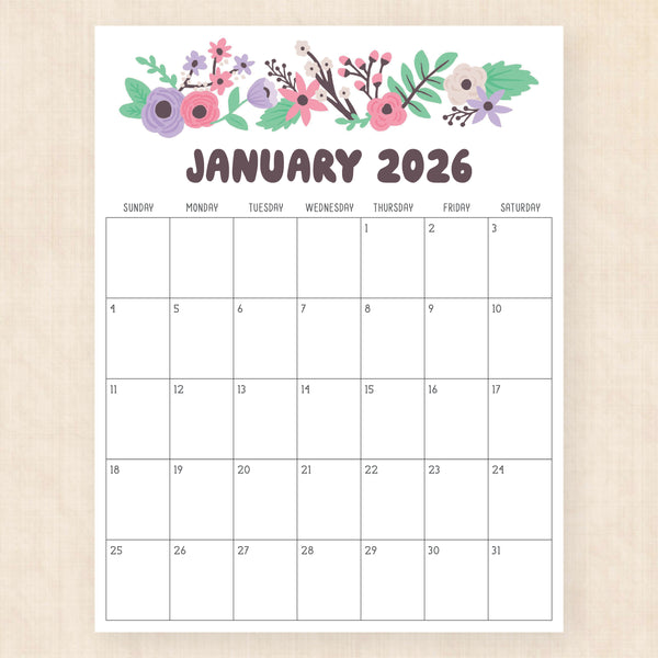 january 2026 calendar driftwood dreams