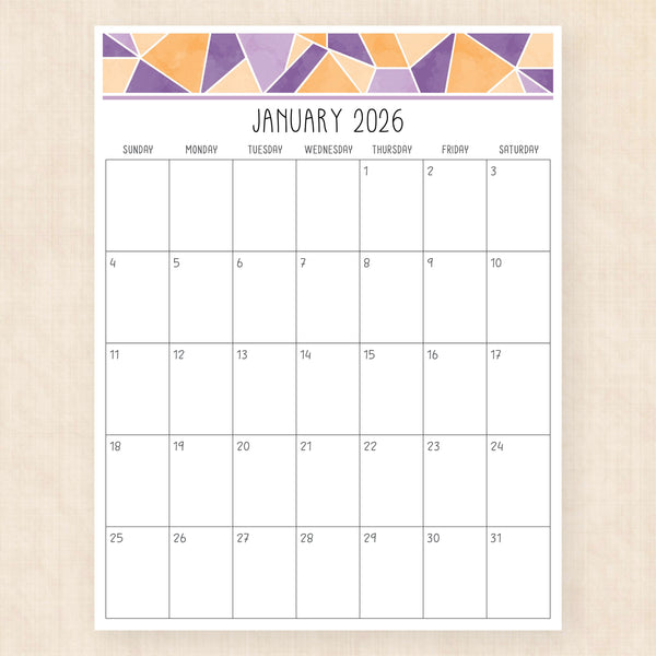 january 2026 calendar magic mosaic
