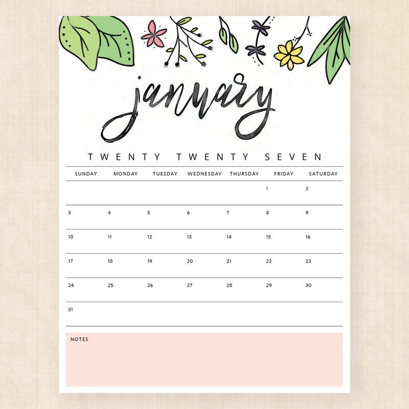 january 2027 calendar playful prairie