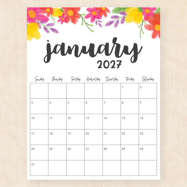 january 2027 calendar garland gaze