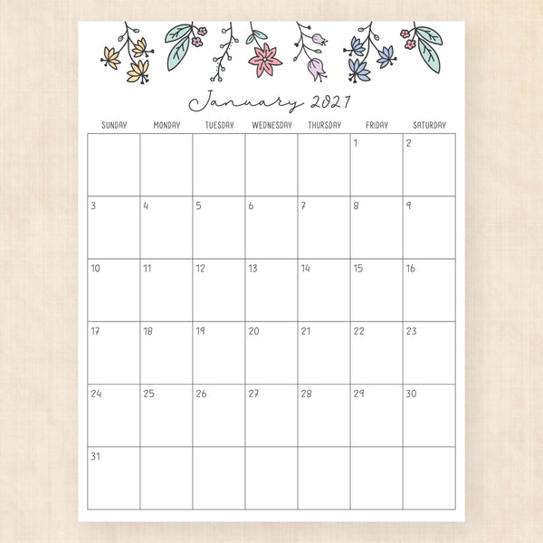 january 2027 calendar wildflower whimsy