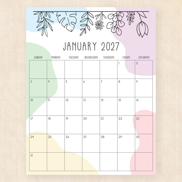 january 2027 calendar radiant rhapsody