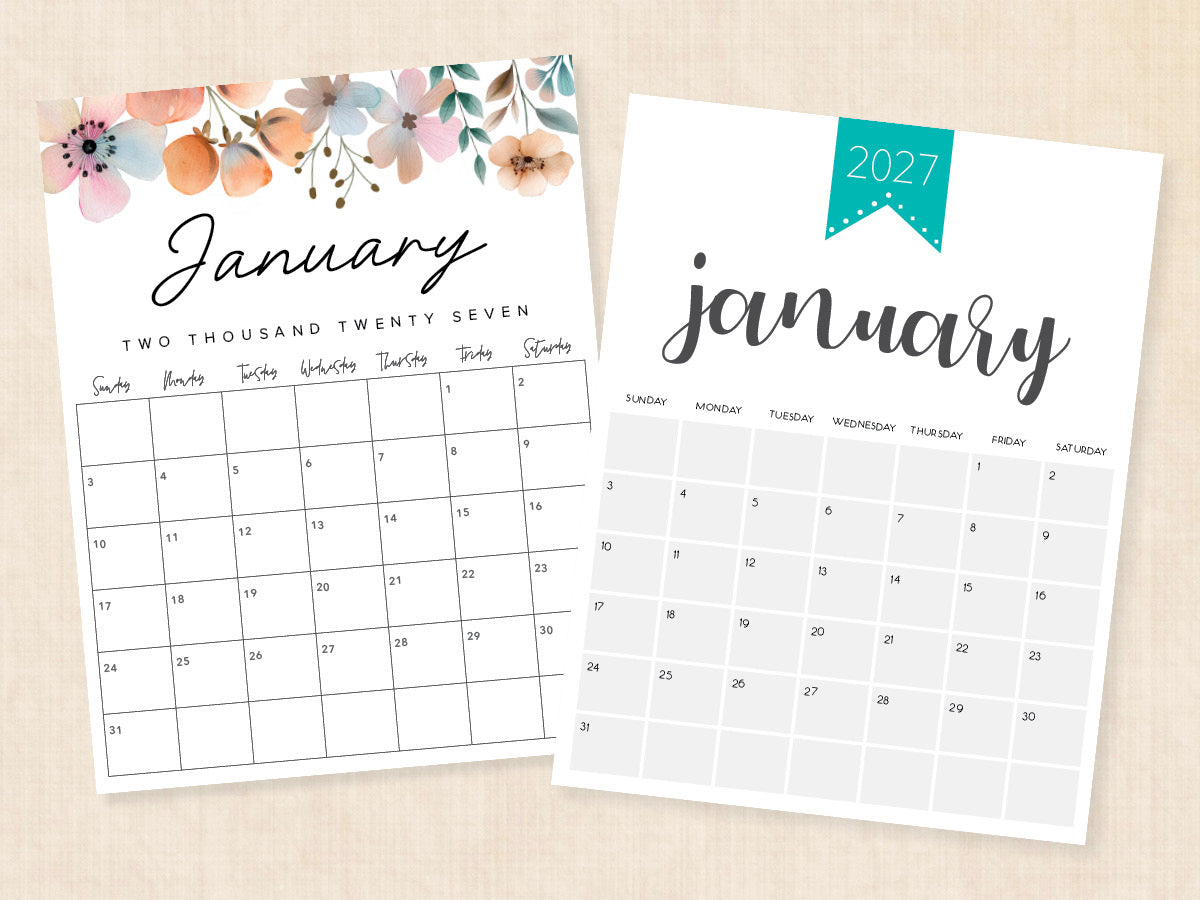 january 2027 calendar pdf