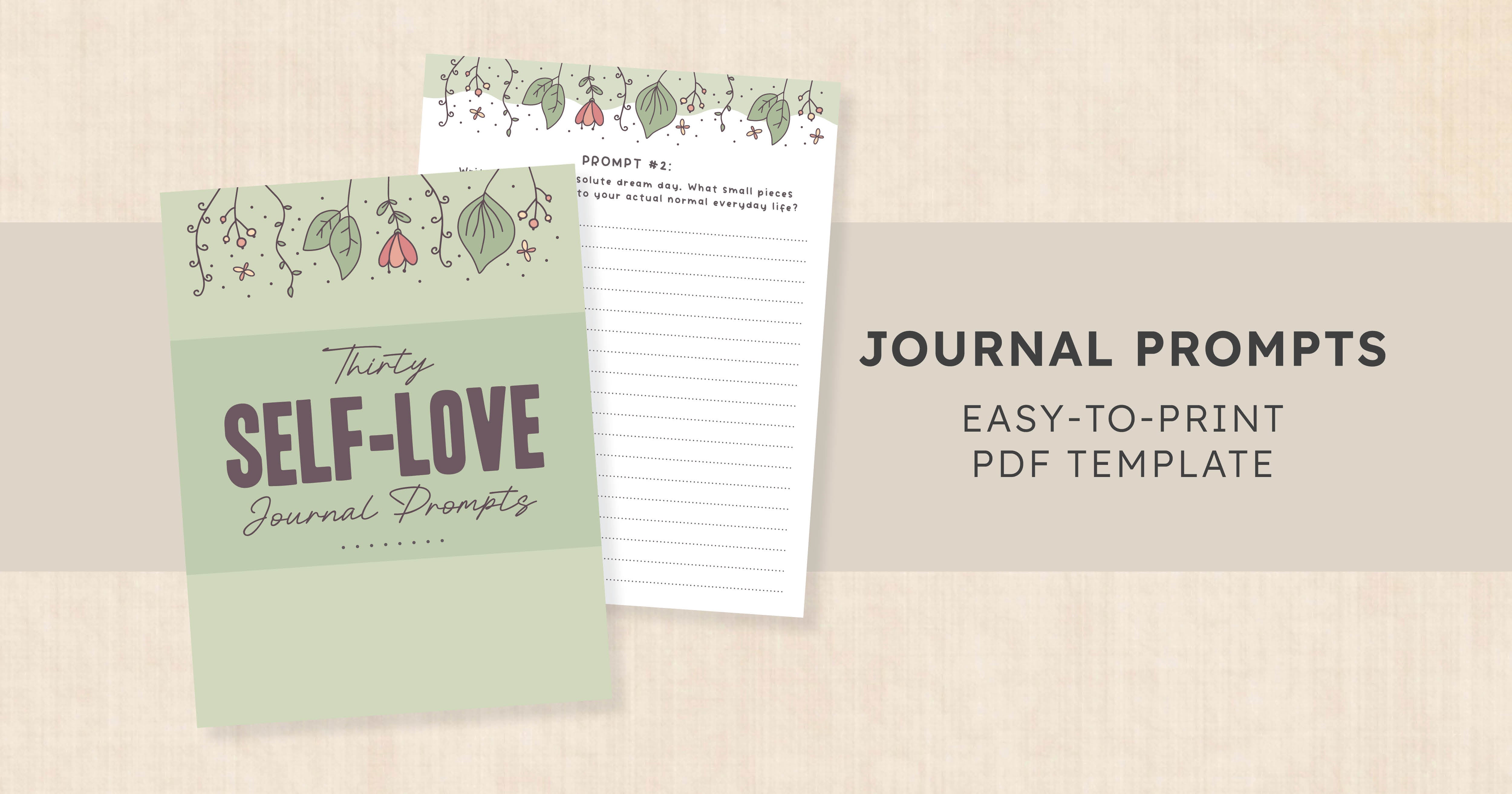 Self Love Journal Prompts · PDF Workbook