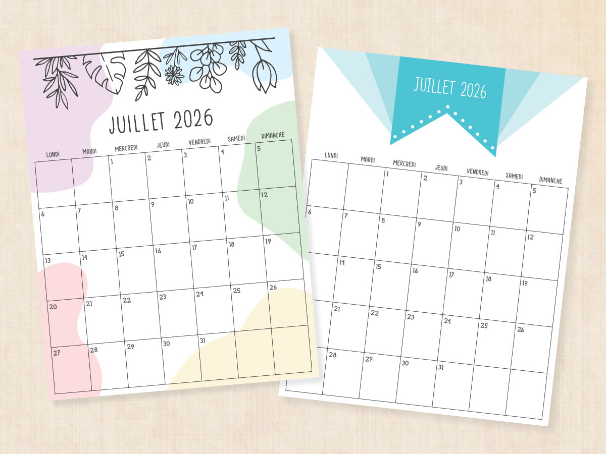 juillet 2026 calendrier pdf