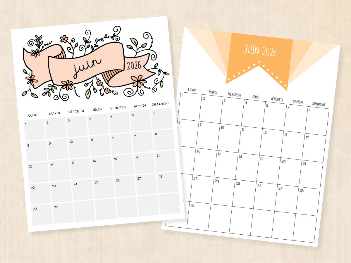 juin 2026 calendrier pdf