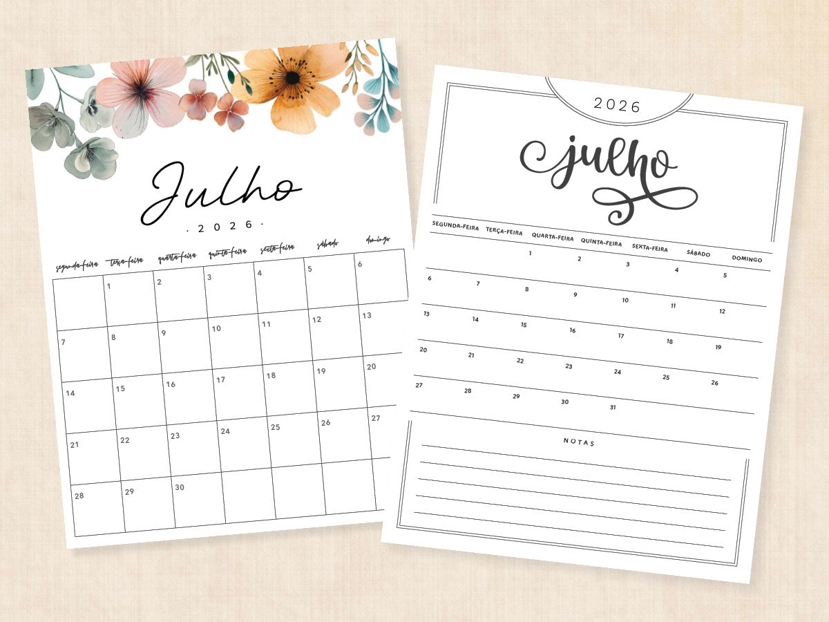 julho 2026 calendário planner