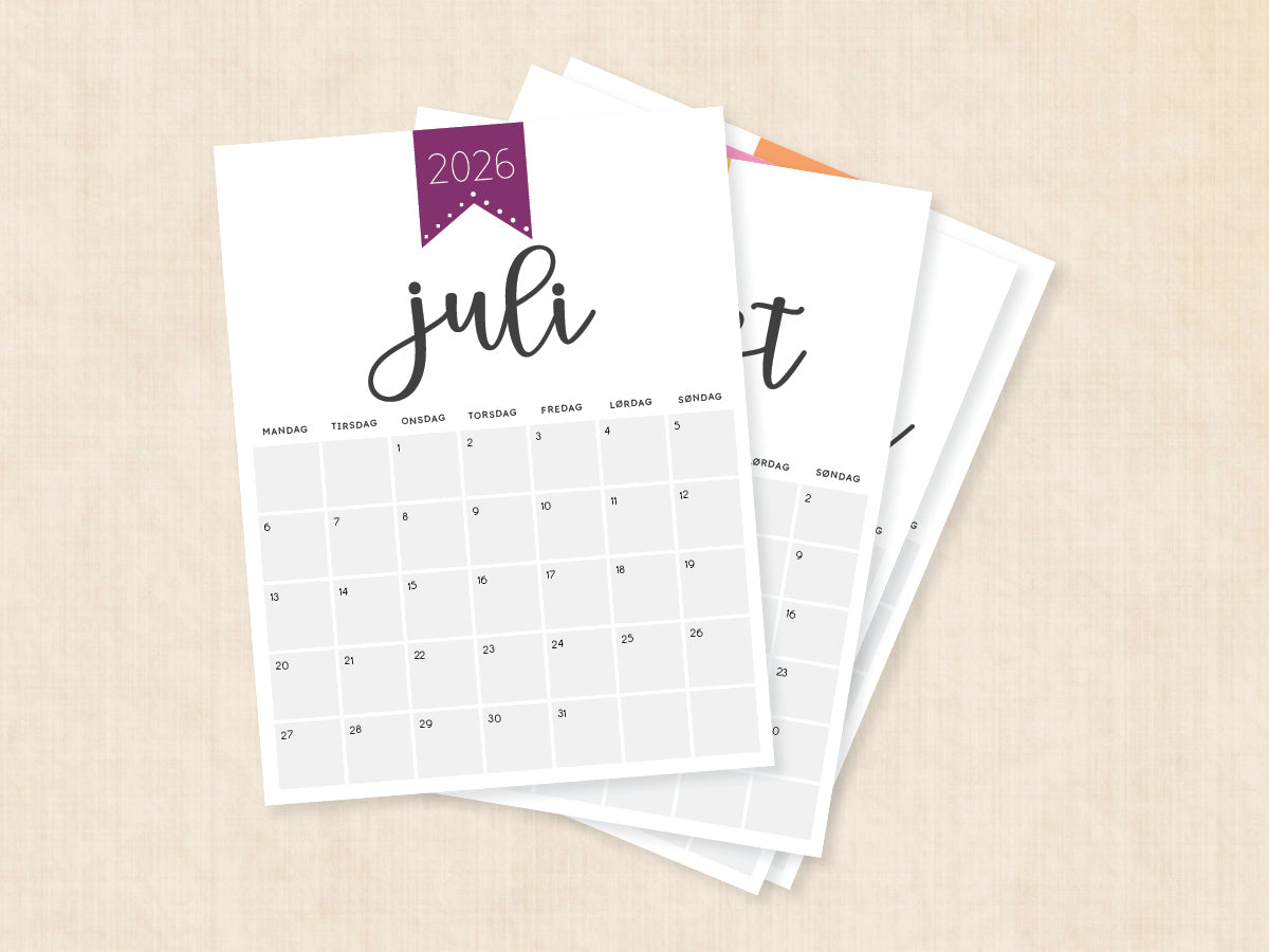 juli 2026 kalender dansk