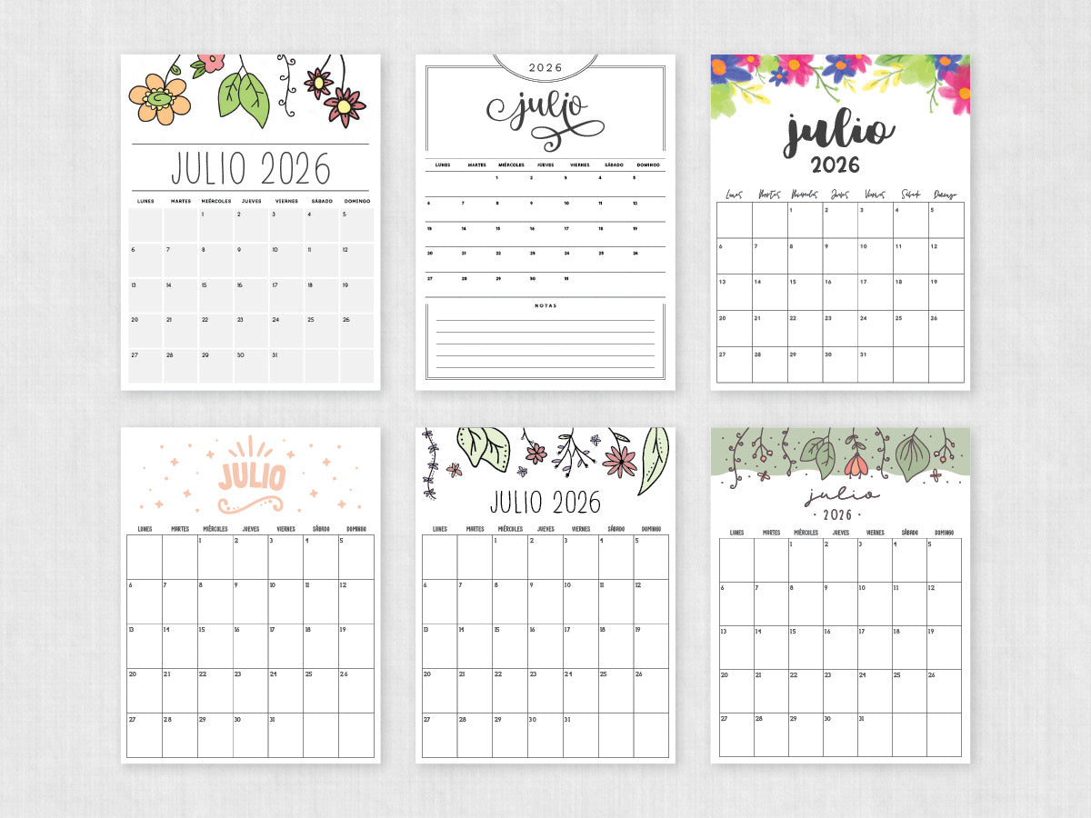 julio 2026 calendario imprimible