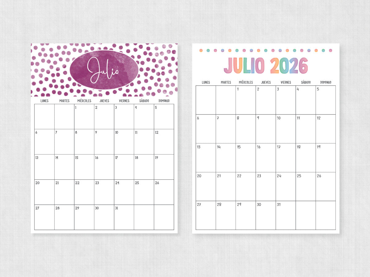 julio 2026 calendario para imprimir