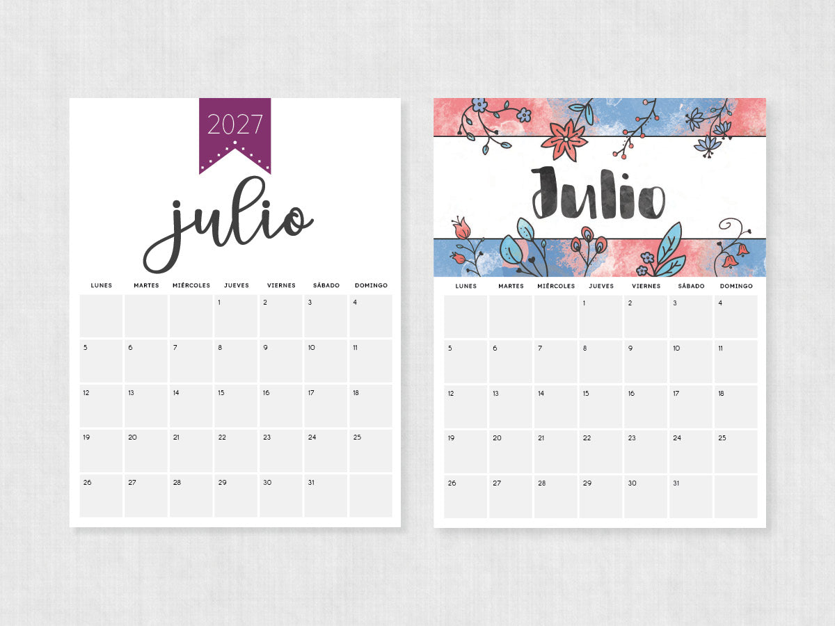 julio 2027 calendario para imprimir