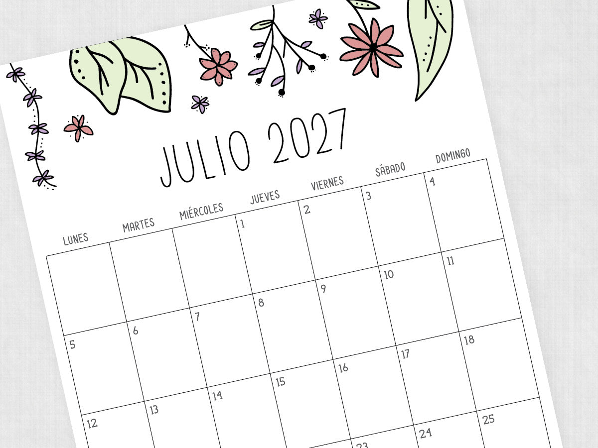julio 2027 calendario plantilla