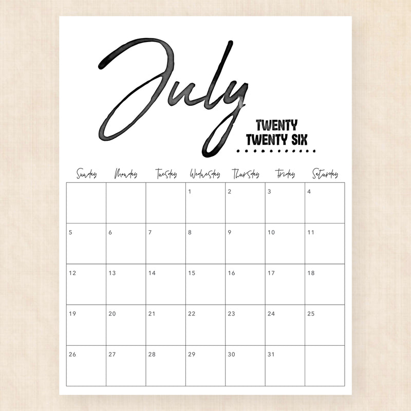 july 2026 calendar zebra zest