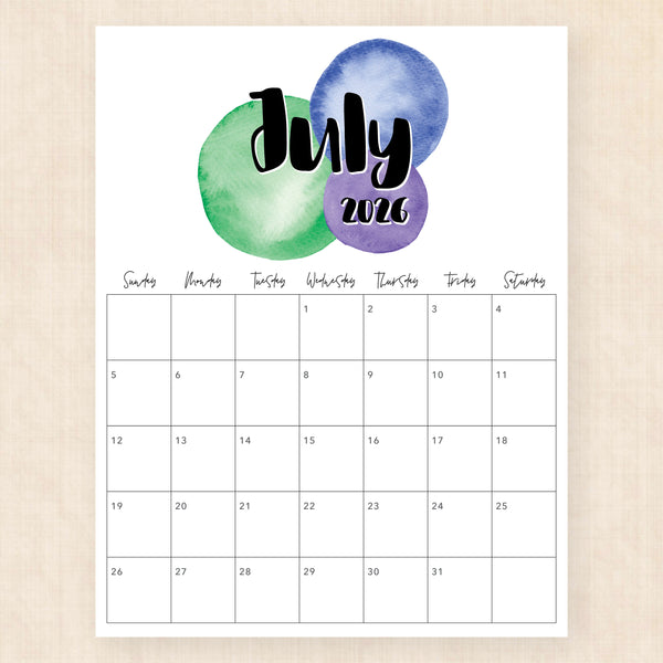july 2026 calendar neon nectar